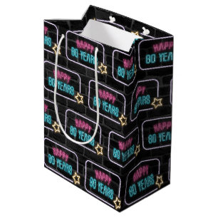 Sac Cadeau Moyen Neon 80th Birthday Sign On Brick