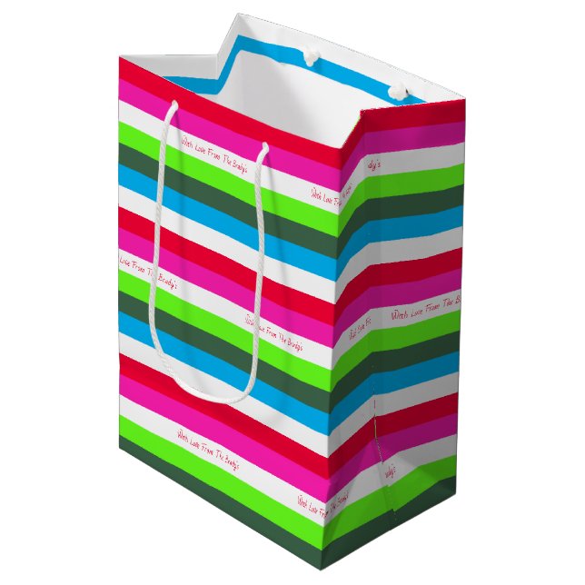 Sac Cadeau Moyen Neon Stripe vacances personnalisées (Devant Angle)
