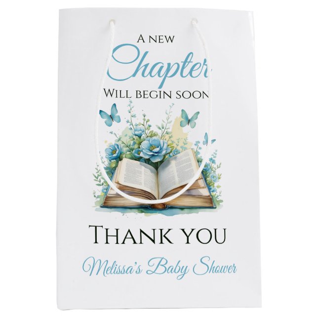 Sac Cadeau Moyen New Chapter Blue Boy Brunch StoryBook Baby Shower (Devant)