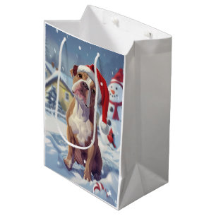 Sac Cadeau Moyen Noël American Staffordshire Winter Wonderland