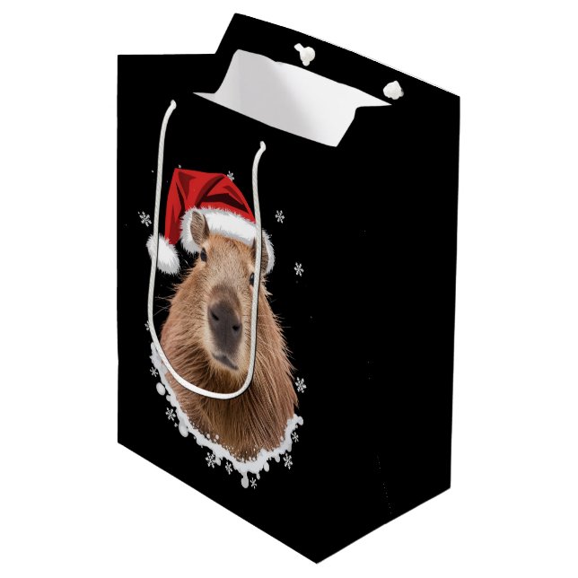 Sac Cadeau Moyen Noël amusant de Capybara (Devant Angle)