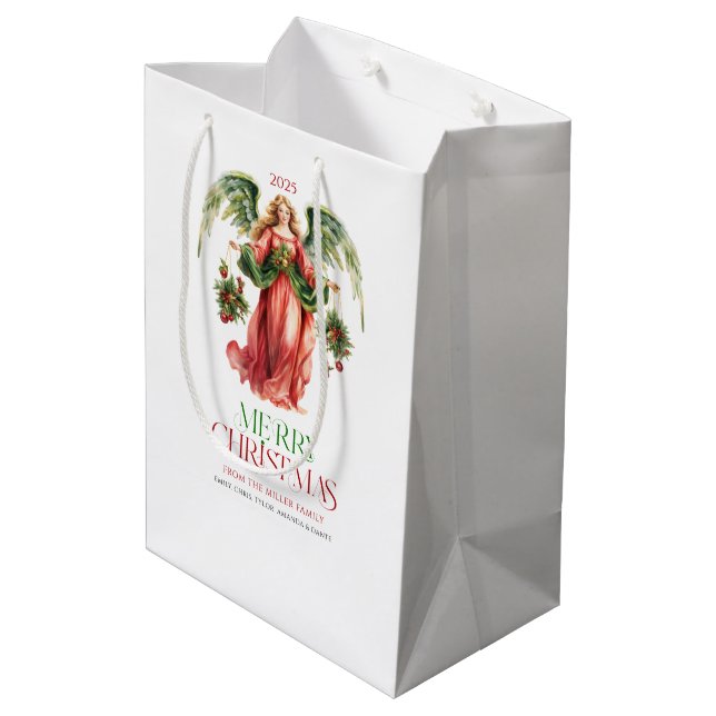 Sac Cadeau Moyen Noël Angel Fancy Joyeux Noël Typographie (Dos Angle)