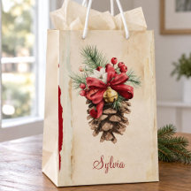 Noël aquarelle vintage Cône de pin de la forêt de