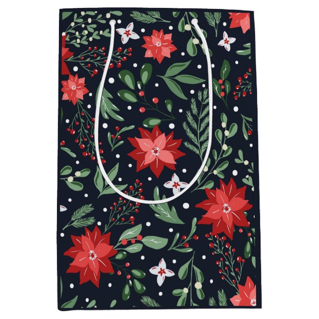 Sac Cadeau Moyen Noël Botanique Berries Ferme Pays Guerre (Devant)