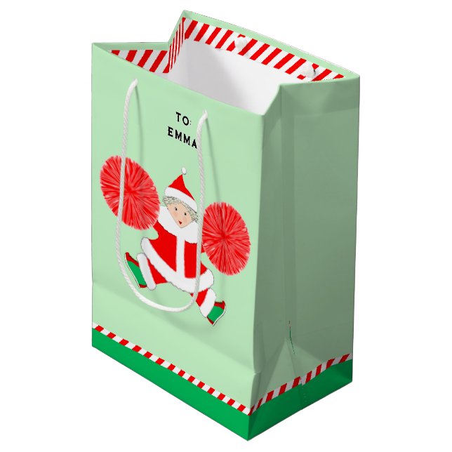 Sac Cadeau Moyen Noël Cheerleader personnalisé (Devant Angle)