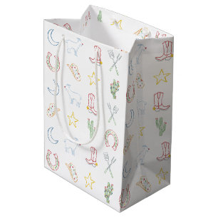 Sac Cadeau Moyen Noël Cowboy Pays de l'Ouest Noël