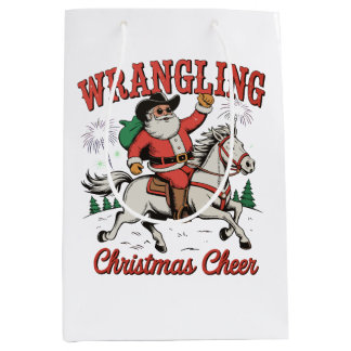 Sac Cadeau Moyen Noël Cowboy Santa Country à l'état sauvage