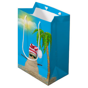 Sac Cadeau Moyen Noël de bonhomme de neige tropical