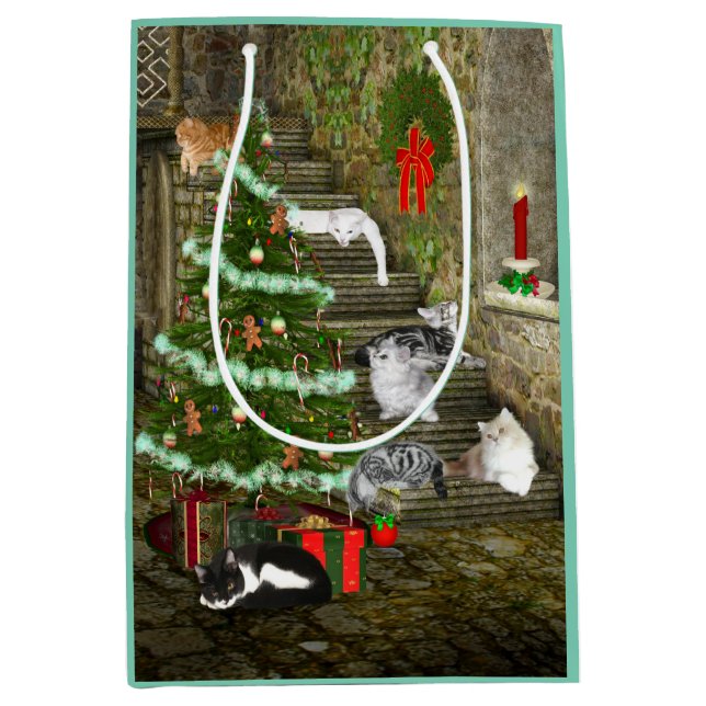 Sac Cadeau Moyen Noël de chat de Kitty (Devant)