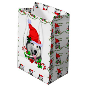Sac Cadeau Moyen Noël de costaud sibérien joyeux