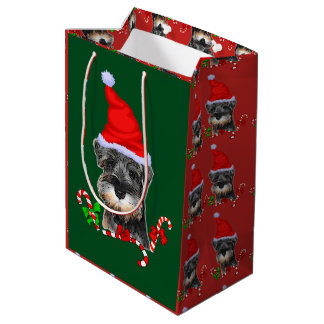 Sac Cadeau Moyen Noël de la mignonne miniature Schnauzer