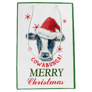 Sac Cadeau Moyen Noël de la vache folle Cowabunga