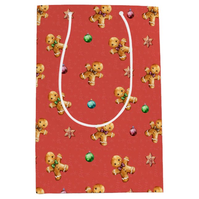 Sac Cadeau Moyen Noël de l'homme en pain d'épices mignon (Devant)