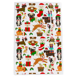 Sac Cadeau Moyen Noël de mignon chien chiot