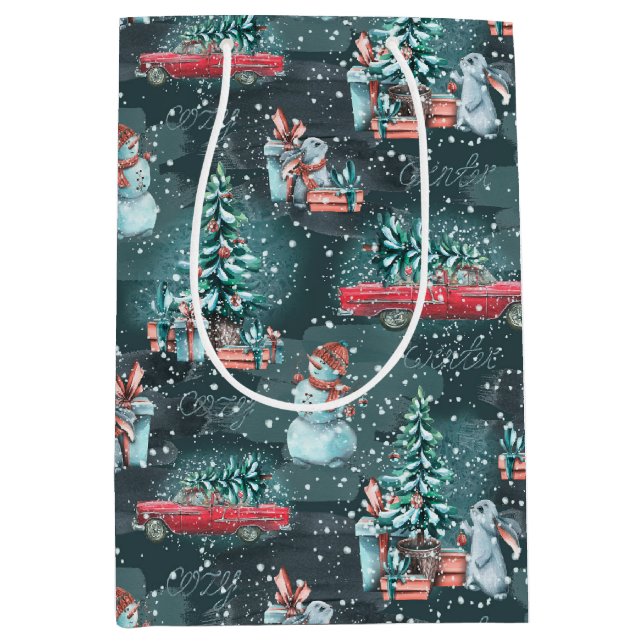 Sac Cadeau Moyen Noël d'hiver Cosy (Devant)