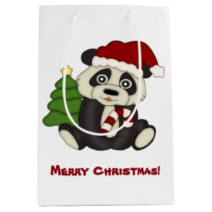 Sac Cadeau Moyen Noël d'ours panda personnalisé
