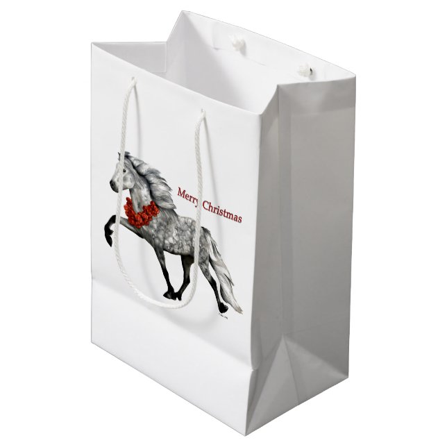 Sac Cadeau Moyen Noël du cheval islandais (Devant Angle)