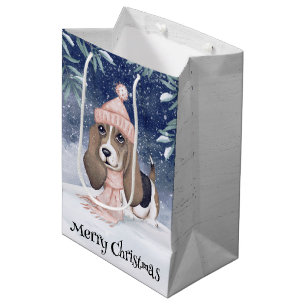 Sac Cadeau Moyen Noël du chien de la peau