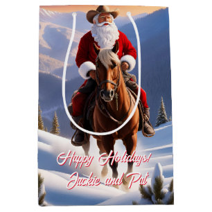 Sac Cadeau Moyen Noël du Père Noël équitation