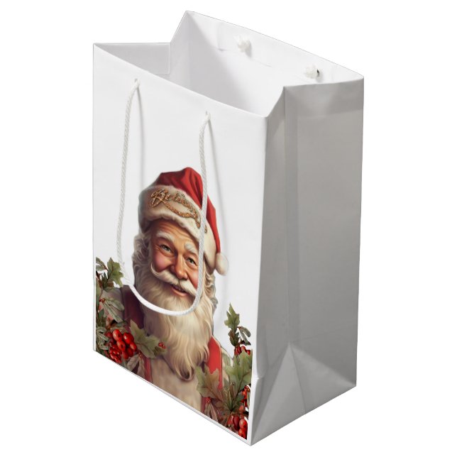 Sac Cadeau Moyen Noël du Père Noël Saint Nicolas (Devant Angle)