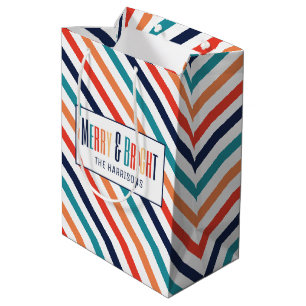 Sac Cadeau Moyen Noël esthétique Rétro Joyeux et Lumineux
