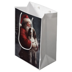 Sac Cadeau Moyen Noël festif Springer Spaniel Santa Claus