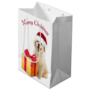 Sac Cadeau Moyen Noël Golden Retriever avec cadeau