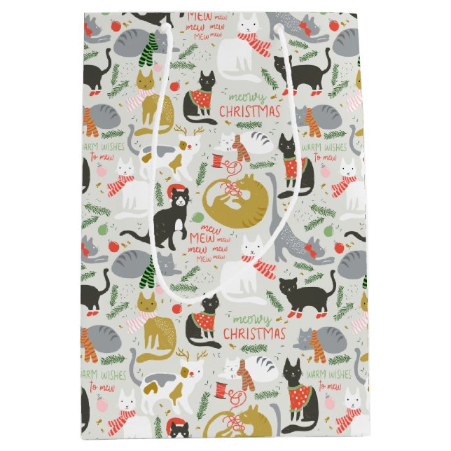 Sac Cadeau Moyen Noël Meowy (Devant)