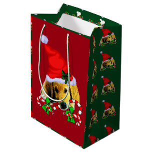 Sac Cadeau Moyen Noël mignon de chiot de golden retriever