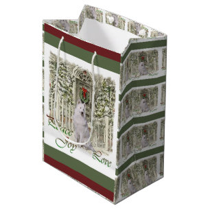Sac Cadeau Moyen Noël mignon Samoyed