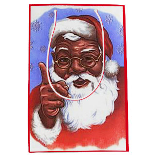 Sac Cadeau Moyen Noël noir du père noël d'Afro-américain