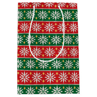 Sac Cadeau Moyen Noël Nordique Tricoté