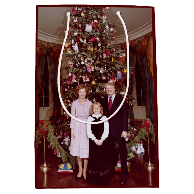 Sac Cadeau Moyen Noël Président James Jimmy Carter Maison Blanche (Devant)