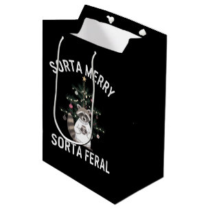 Sac Cadeau Moyen Noël Raccoon Sorta Merry Sorta Feral Xmas
