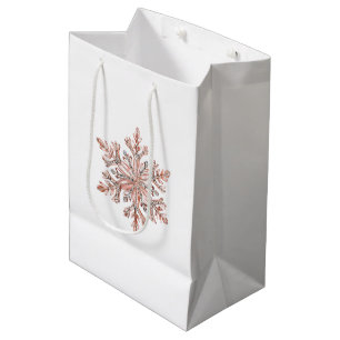 Sac Cadeau Moyen Noël rose Gold Snowflake