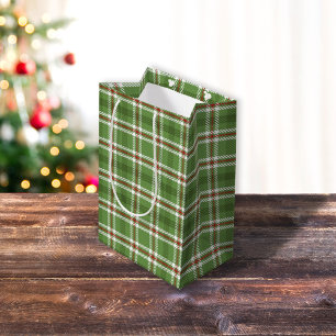Sac Cadeau Moyen Noël Russe Green Holiday Farmhouse Plaid