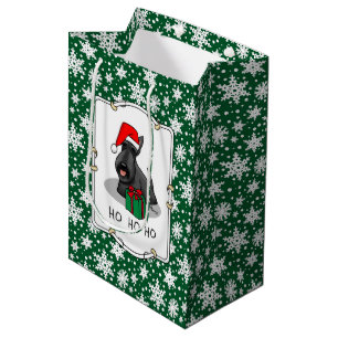 Sac Cadeau Moyen Noël Santa Hat Scottish Terrier (noir) mignonne