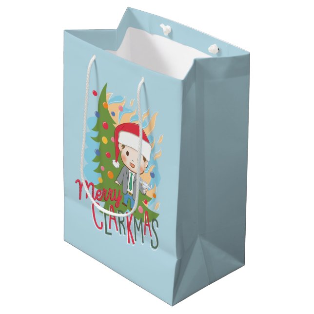 Sac Cadeau Moyen Noël vacances Joyeux Clarkmas (Devant Angle)