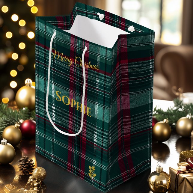 Sac Cadeau Moyen Noël vert et rouge personnalisé (Créateur téléchargé)