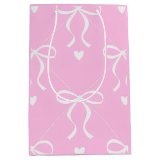 Sac Cadeau Moyen nœud coquet rose et blanc