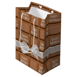 Sac Cadeau Moyen Nœud d'anniversaire sur barre de chocolat