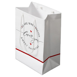 Sac Cadeau Moyen Noir Blanc Rouge Simple Minimaliste Amour Saint Va