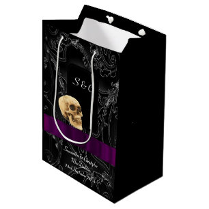 Sac Cadeau Moyen Noir foncé de crâne gothique orienté