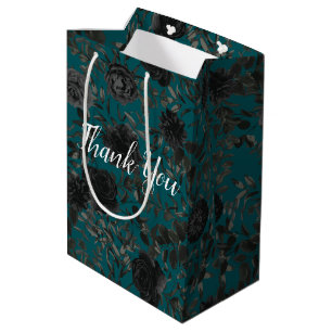 Sac Cadeau Moyen Noir Turquoise Rose gothique Élégant mariage