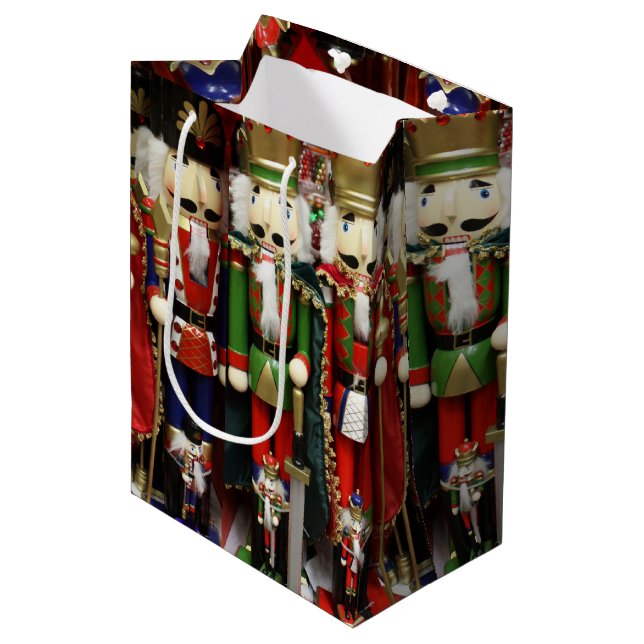 Sac Cadeau Moyen Noisette Soldats Noël (Devant Angle)