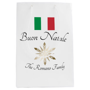 Sac Cadeau Moyen Nom de famille italien Buon Natale Drapeau et floc