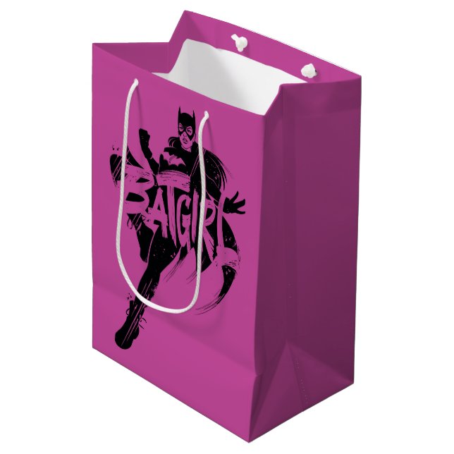 Sac Cadeau Moyen Nom de la brosse d'encre Batgirl (Devant Angle)