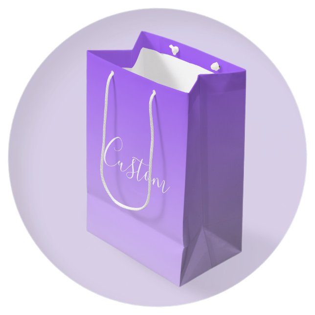 Sac Cadeau Moyen Nom de script cursif & ombre violet clair modifiab (Créateur téléchargé)