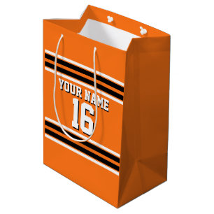 Sac Cadeau Moyen Nom fait sur commande orange de nombre de Jersey