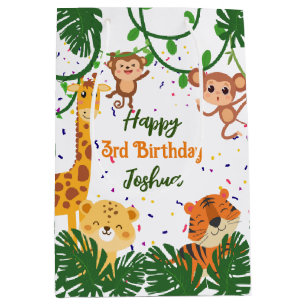 Sac Cadeau Moyen Nom personnalisé de la fête des animaux de la jung